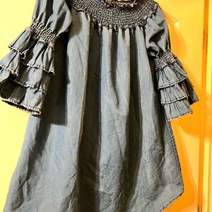 Blue Ruffled woman Dress